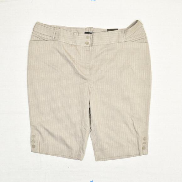 NEW Lane Bryant Women's Bermuda Shorts Striped Polyester Brown Plus Size 28 - Picture 1 of 8